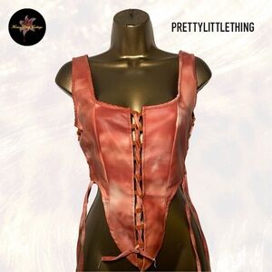 NWOT PrettyLittleThing Faux Leather Lace Up Corset Top